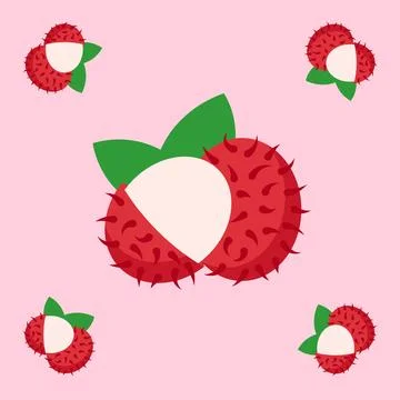 Rambutan fruit seamless for pattern fabric, simple rambutan fruit cute repe.. Stock Illustration