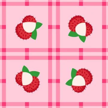 Rambutan fruit seamless for pattern fabric, simple rambutan fruit cute repe.. Stock Illustration