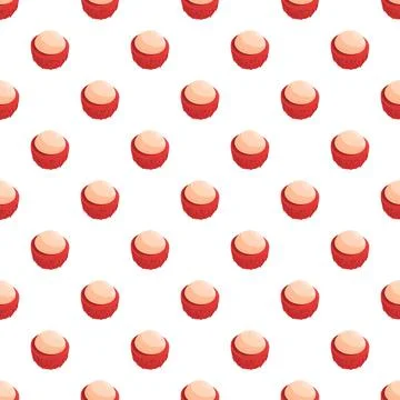 Rambutan fruit seamless pattern on white background Stock Illustration
