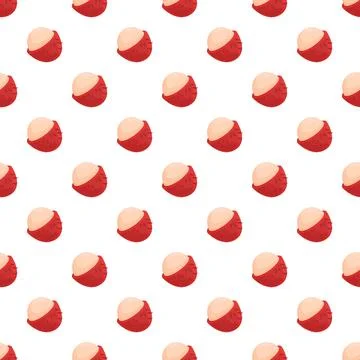Rambutan fruit seamless pattern on white background Stock Illustration