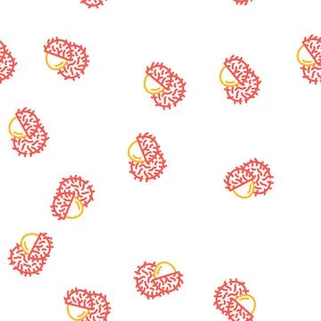 Rambutans fruit vector seamless pattern Stock Illustration