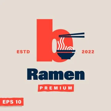Ramen Alphabet B Logo Stock Illustration