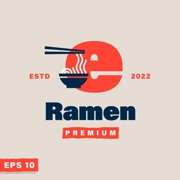 Ramen Alphabet E Logo Stock Illustration