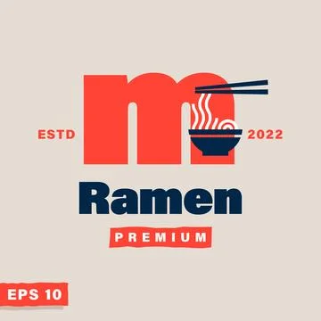Ramen Alphabet M Logo Stock Illustration
