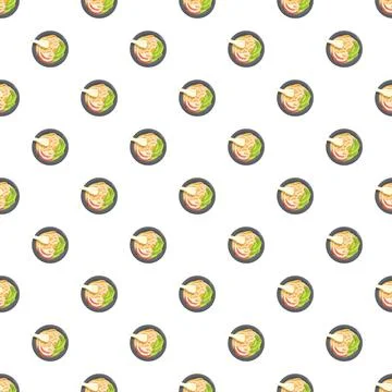 Ramen bowl food seamless pattern repeating background Illustrazione stock