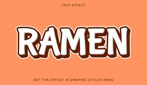 Ramen editable text effect with 3d style Stock Illustration