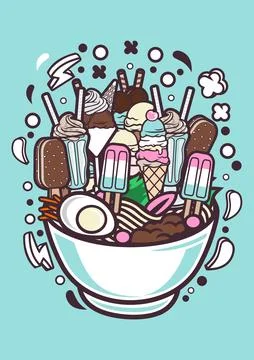 Ramen Ice Cream Stock Illustration