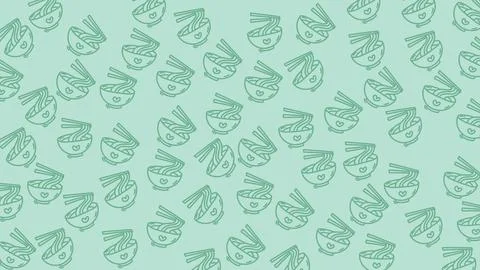 Ramen, line doodle seamless pattern Illustrazione stock
