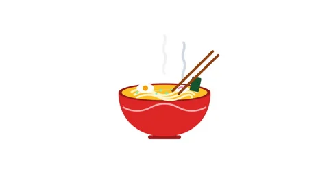 Ramen noodle bowl grid pattern on a white background Stock Footage 348676633