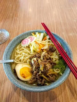 Ramen noodles on the table Stock Photos