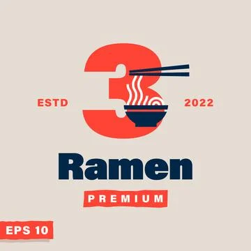 Ramen Numeric 3 Logo Stock Illustration