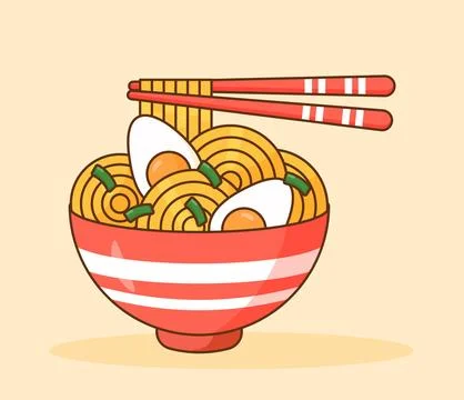 Ramen in plate Stock Illustration