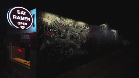 Ramen storefront on Melrose Ave on an evening in Hollywood, California Stock-Footage 265517478