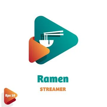 Ramen Streamer Logo Stock Illustration
