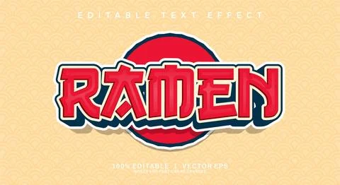 Ramen vector text effect with modern style design Stock Illustration