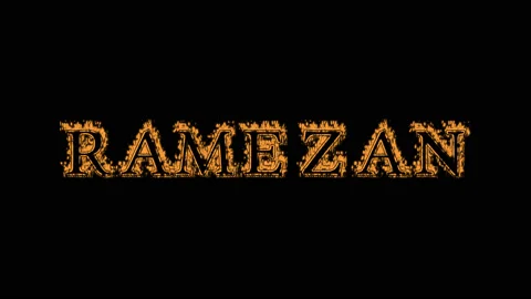 Ramezan fire text effect black background Stock Footage 136196736