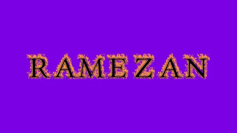 Ramezan fire text effect violet background Stock Footage 136196748
