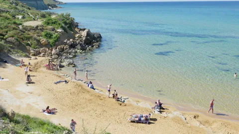 Ramla beach in Gozo Malta Stock Footage 310837490