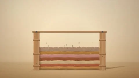 Rammed Earth Wall Construction Layer By Layer In Formwork Animation Stock Footage 346728481