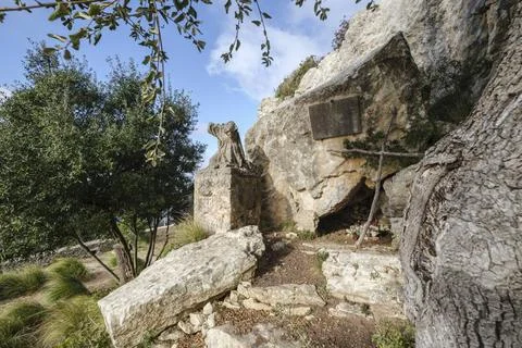 Ramon Llull cave Ramon Llull cave, Cura sanctuary, Puig de Randa, Mallorca... Stock Photos