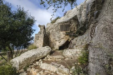 Ramon Llull cave Ramon Llull cave, Cura sanctuary, Puig de Randa, Mallorca... Stock Photos