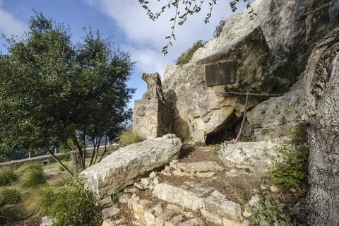 Ramon Llull cave Ramon Llull cave, Cura sanctuary, Puig de Randa, Mallorca... Stock Photos