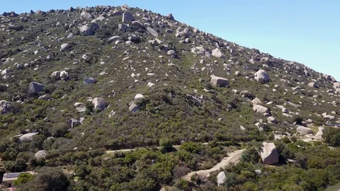 Ramona, CA - Cloudy Moon Dr Boulders - Drone Video Video stock 88832677