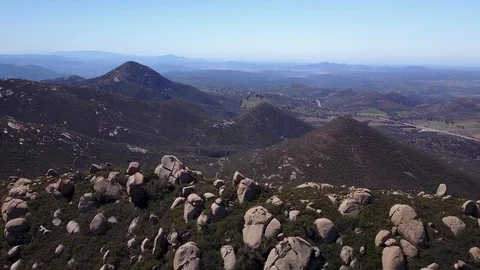 Ramona, CA - Cloudy Moon Dr Boulders - Drone Video Video stock 88834046