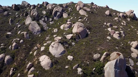 Ramona, CA - Cloudy Moon Dr Boulders - Drone Video Video stock 88834826