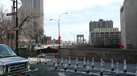 On Ramp to Brooklyn Bridge from Manhattan Video stock 45702095