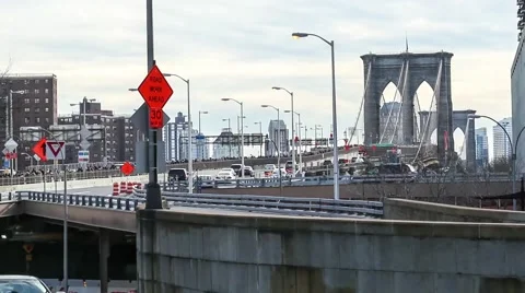 On Ramp to Brooklyn Bridge from Manhattan Time Lapse.mp4 Video stock 45702014