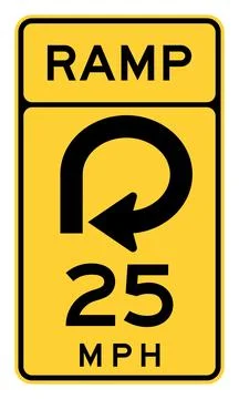 Ramp loop speed sign, W13-7, US road sign Stock Illustration