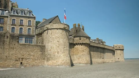Ramparts of Mont-Saint-Michel Stock Footage
