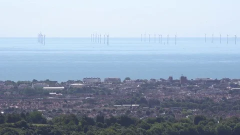 Rampion Wind Farm under construction off the Sussex coast. Video stock 78752132