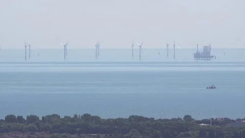 Rampion Wind Farm under construction off the Sussex coast Video stock 78755872