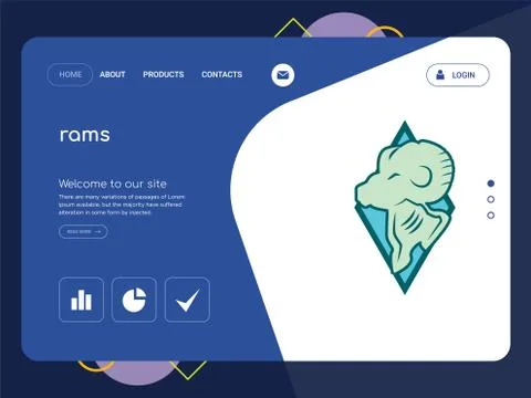 Rams Landing page website template design Gratis stockillustratie