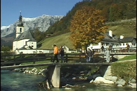 Ramsau, Bridge over River, Germany Video stock 8623114