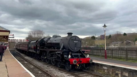 RAMSBOTTOM  2025 March, 14: East Lancashire Railway train. 4K Video Stock Footage 304226060