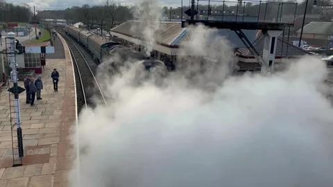 RAMSBOTTOM UK 2025 March, 14: East Lancashire Railway trains. 4k Video Stock Footage 304233140
