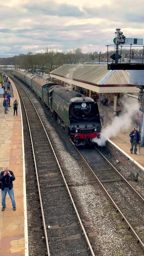 RAMSBOTTOM UK 2025 March, 14: East Lancashire Railway trains. 4k Video Stock Footage 304233154