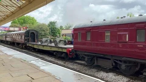 Ramsbottom, UK 27 May 2024; 1940s Steam train celebration event. Stock Footage 276368782