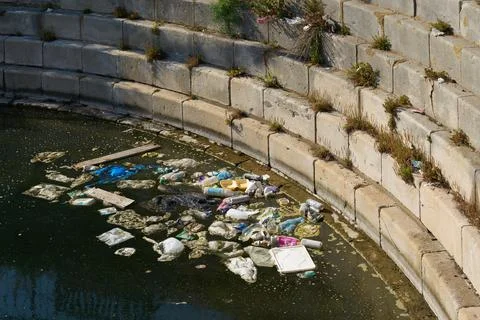 Ramsgate, UK - June 14 2023 - Rubbish in Ramsgate Harbour Closeup Stock Photos