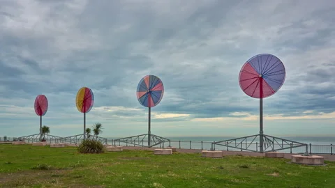 Ramsgate, UK - September 12 2022 - Timelapse of Conrad Shawcross's Beacons Stock Footage 218637130