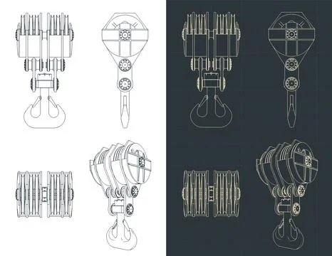 Ramshorn hook blueprints Stock Illustration