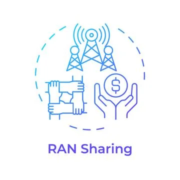 RAN sharing blue gradient concept icon Stock Illustration