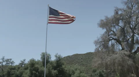 Ranch American Flag Slide Stock Footage 59100981