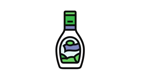 Ranch dressing condiment color icon animation Stock Footage 326117085
