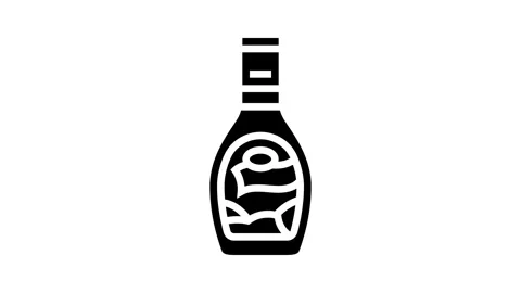 Ranch dressing condiment glyph icon animation Stock Footage 326143732