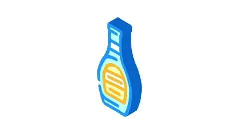 Ranch dressing condiment isometric icon animation Stock Footage 327279089