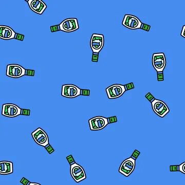 Ranch dressing condiment vector seamless pattern Illustrazione stock
